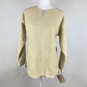 NWT Women's KLEEN Size S Beige Long Sleeve Sherpa-Like Warm Comfy Pullover Shirt